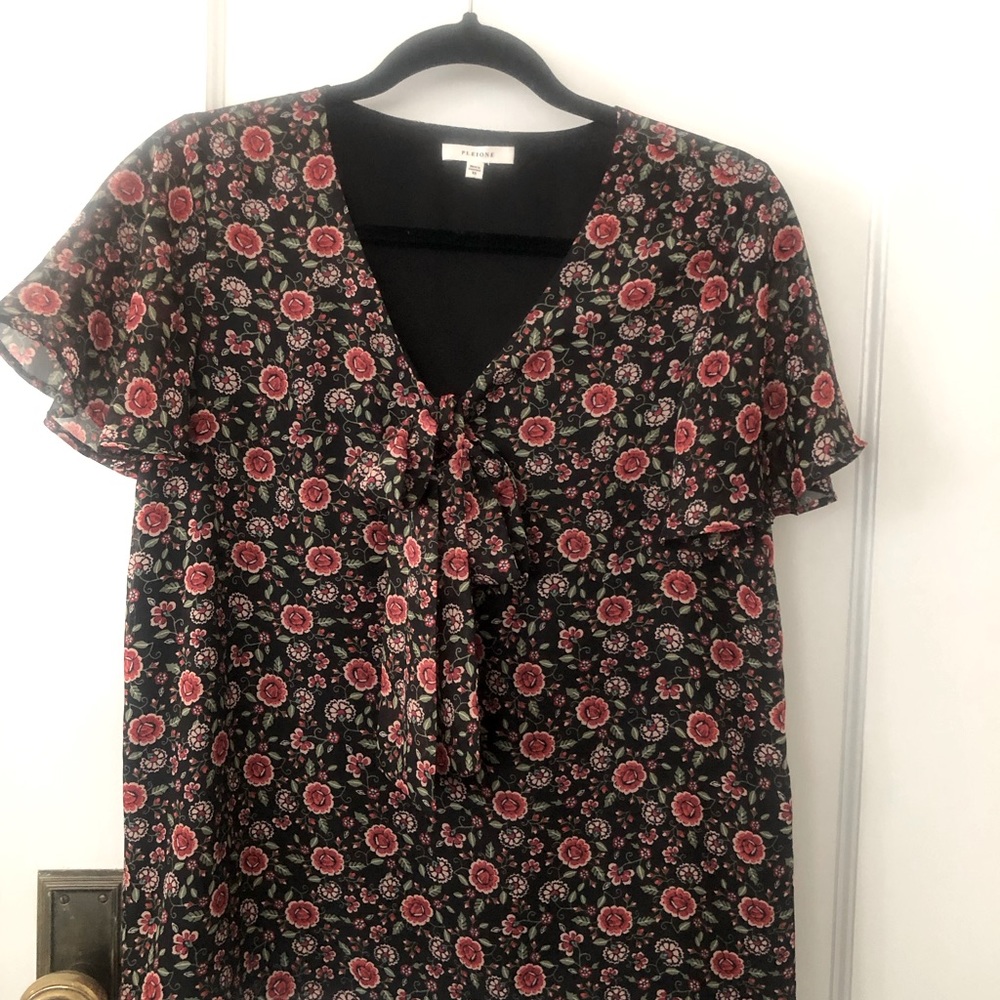 V-Neck Tie Bow Front Pleione Blouse